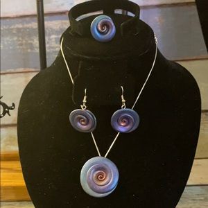 Handmade purple 3pc set:necklace, earrings &ring 5